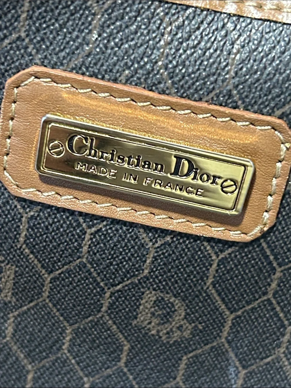 Vintage Christian Dior Black X Brown Monogram Trotter Honeycomb Boston Duffle - Picture 16 of 16